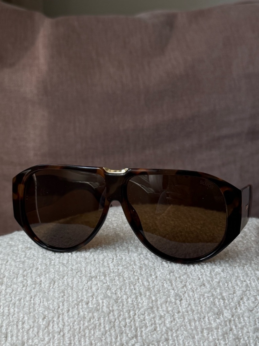 Tortoiseshell Oversized Aviator Sunglasses, SOJOS, Brown Lenses, Trendy - Picture 9 of 9